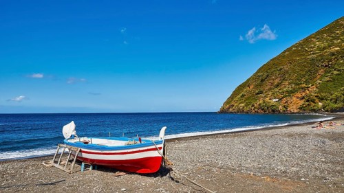 Fishing boat on land
