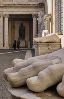 Foot of the colossal statue of Emperor Constantine in the Palace of the Conservators