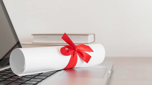 Certificate with ribbon bow