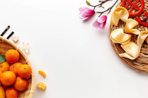 Tangerines fortune cookies chinese new year