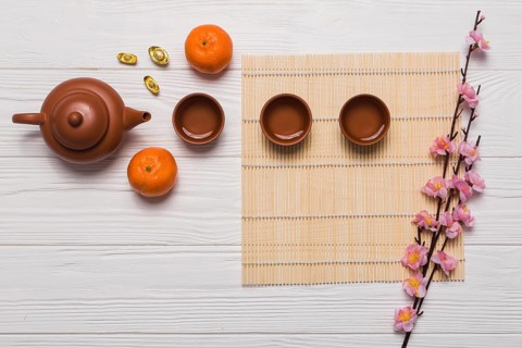 Tea set sakura branch