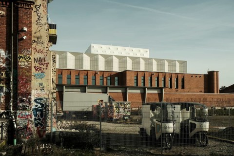 Rear view of the Muenchner People's theatre on the former slaughterhouse site in Munich