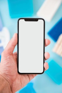Smartphone template with cleaning products background