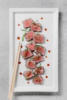 Top view japanese dish assortment