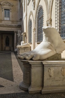 Foot of the colossal statue of Emperor Constantine in the Palace of the Conservators