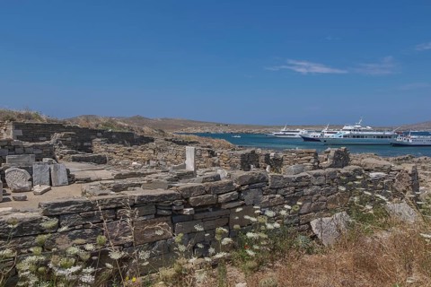Excursion boats off the island of Delos
