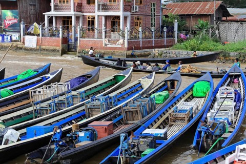 Boats at Inle Lake