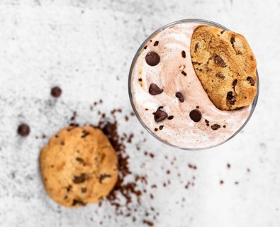 Top view chocolate milkshake