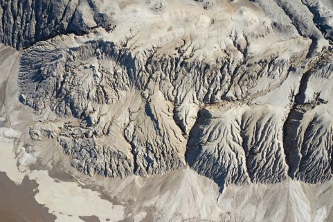 Aerial view over exploited and devastated landscape of the Nochten opencast pit