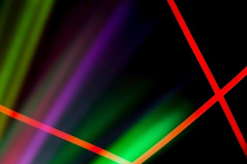 Red neon lines colorful laser light dark background