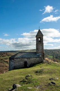 View of Brionnet chapel around Saurier village on volcanic peak