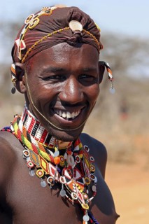 Portrait of Samburu warrior in traditional dress