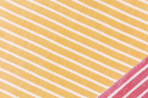 Red fabric yellow white stripes textile tablecloth