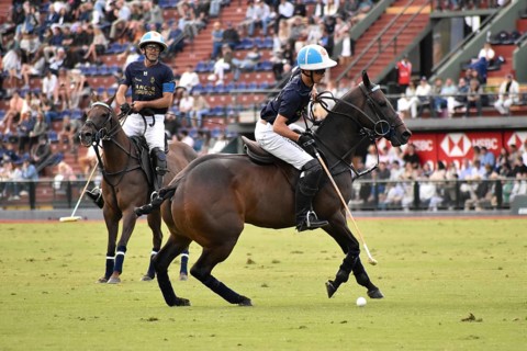 Adolfo Cambiaso father and son of team La Dolfina Saudi playing against Cria la Dolfina at the 130th Argentine Open Polo Championship