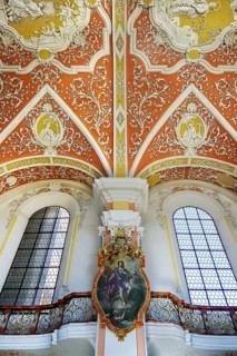 Stucco ceiling and windows in the church of St Stephan