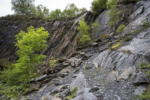 Ballachulish slate quarry showing overgrown cliff