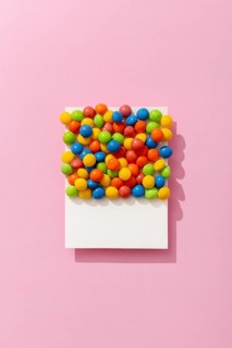 Top view colorful jelly beans