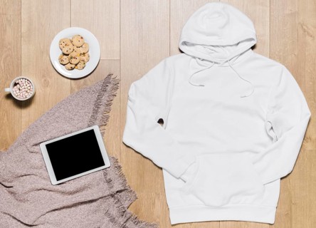 White hoodie with cookies plate