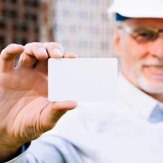 Close up man with business card mock up