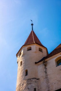 City of Thun with Castle Tower in a Sunny Day in Bernese Oberland