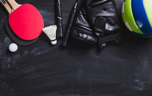 Top view different objects sport