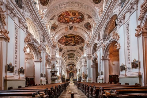 Interior of the baroque collegiate basilica