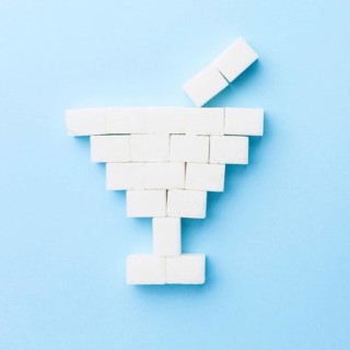 Top view sugar cubes cocktail glass shape