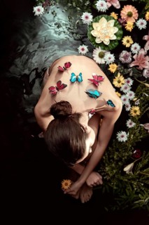 Top view young woman enjoying wellness treatment