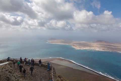 View from Mirador del Rio to Salinos del Rio and Isla Graciosa