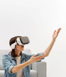 Portrait woman with virtual reality headset
