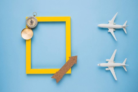 Travel memories concept with toy planes