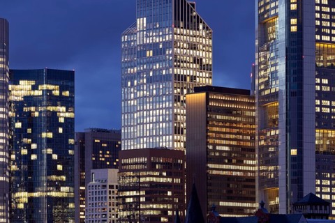 High-rise buildings standing close together at the Taunus Tower