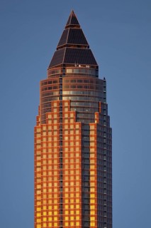 MesseTurm in the evening light is also called the pencil by the people of Frankfurt