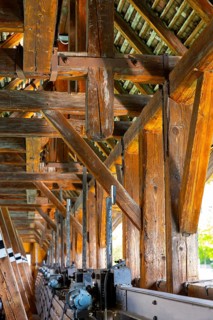 Inside of Beautiful Obere Schleuse Bridge in City of Thun in a Sunny Summer Day in Bernese Oberland
