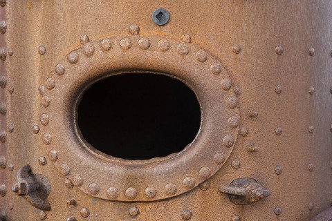 Steam boiler at abandoned marble quarry Camp Mansfield