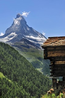 The Matterhorn and traditional wooden granary
