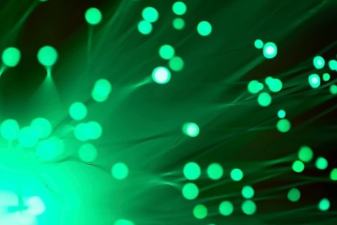String green lights optical fiber