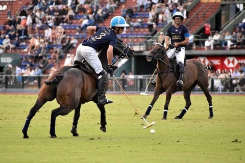 Adolfo Cambiaso father and son of team La Dolfina Saudi playing against Cria la Dolfina at the 130th Argentine Open Polo Championship