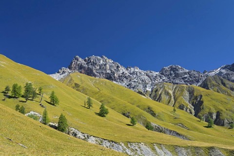 View over the mountain Piz Fier in Val Trupchun
