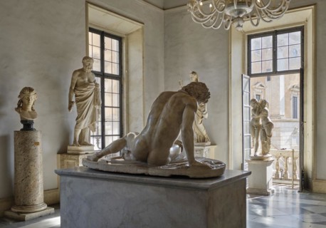 Rear view of the sculpture of the Dying Gaul