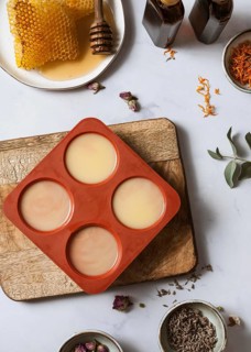 Top view homemade soap honey