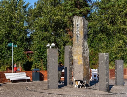 Stone pillars at beach access 4 in the Baltic seaside resort of Baabe