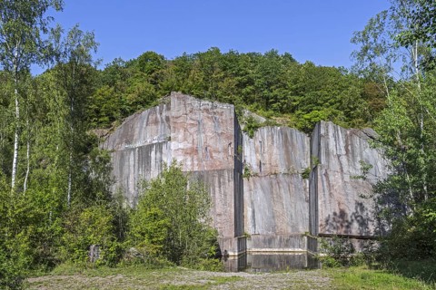 Abandoned red marble quarry Carriere de Beauchateau at Senzeilles