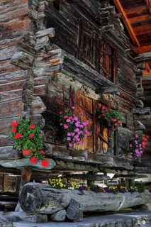 Traditional Swiss wooden granary