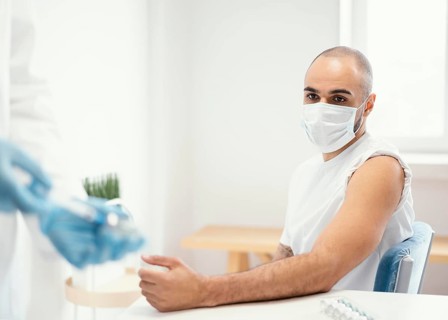 Patient being vaccinated clinic