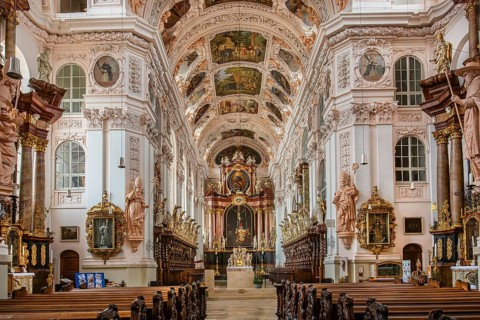 Interior of the baroque collegiate basilica