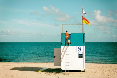 Lifeguard on a lookout tower