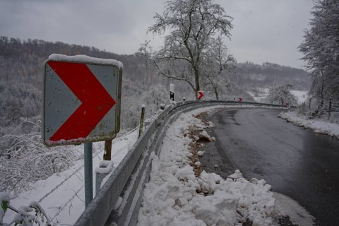 Onset of winter in the Swabian-Franconian Forest nature park Park