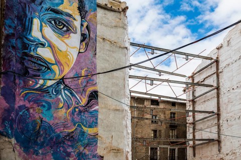 House wall with graffiti