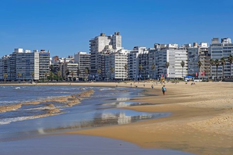 Playa de los Pocitos beach on the banks of the Rio de la Plata